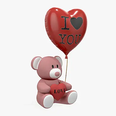 bear teddy plush toy with heart and balloon