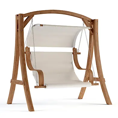 Wooden Garden Swing with Beige Canopy - Othon