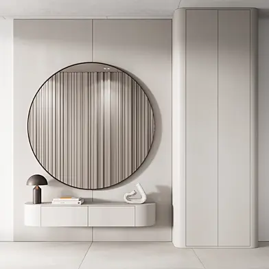 144 hallway zone 03 minimal modern with circle mirror 01