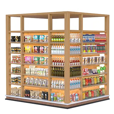 Rack with products in the supermarket in eco style