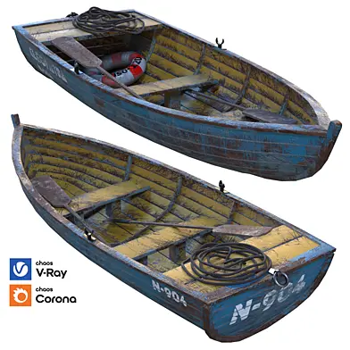 old boat (low poly+PBR texture)