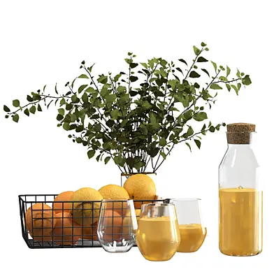 Decorative set with oranges and orange juice