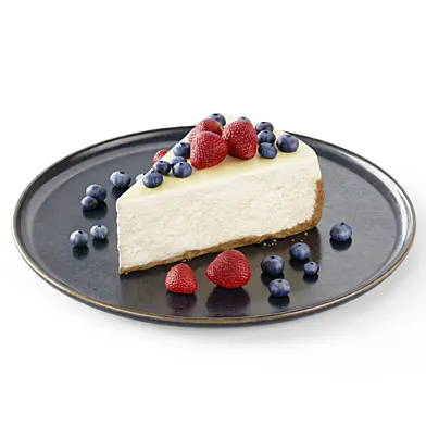 Cheesecake with strawberries and blueberries