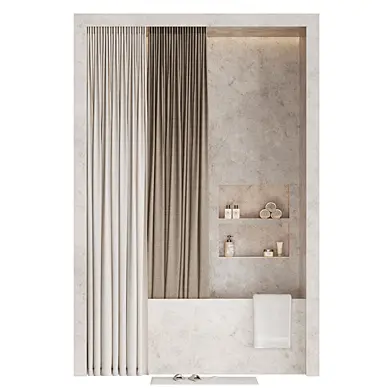 Bathroom curtains with accessories