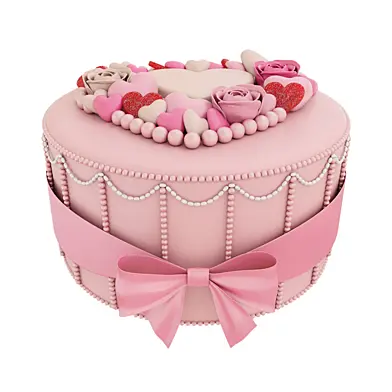 Pink cake with pearls and roses