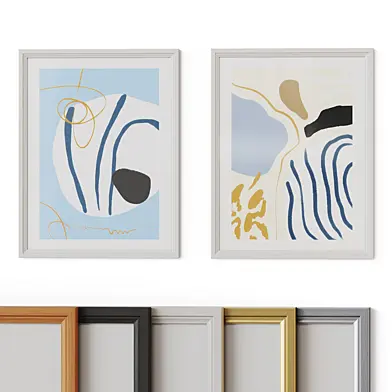 Paintings 064 Pair Blue and Beige