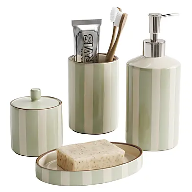 Striped ceramic bathroom accessories