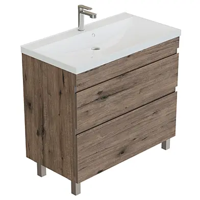 OM Nota New Floor Stand with Nota Sink, Wellington Oak, Tobacco
