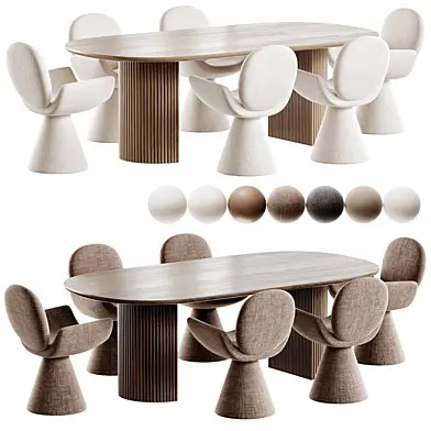 Youpi Chair and Ellington Oval Pedestal Dining Table