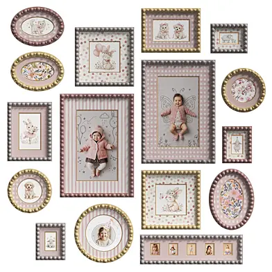 Set of children's frames for a girl's room