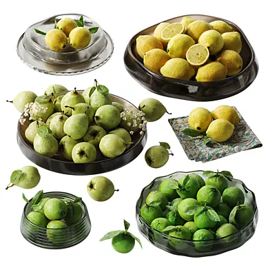 Fruits in bowls lemon lime pear stv020.