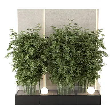 Indoor Wall Bamboo Garden Metal Base_Set 4590