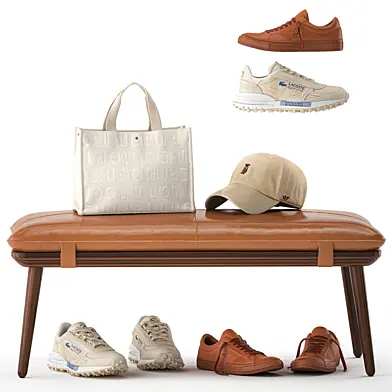 Decorative set bench for shoes sneakers cap bag for hallway wardrobe. Collection 155.