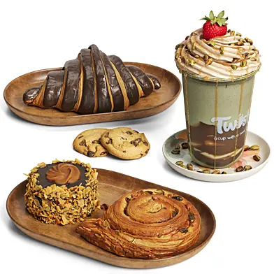 Breakfast Set with Pistachio Chocolate Milkshake