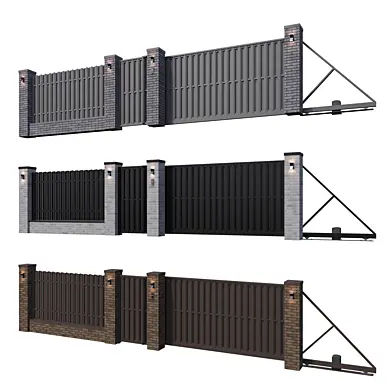 Fence with euro pickets and sliding gates