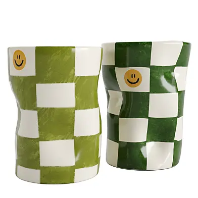 Set ceramic vase with a checkered pattern