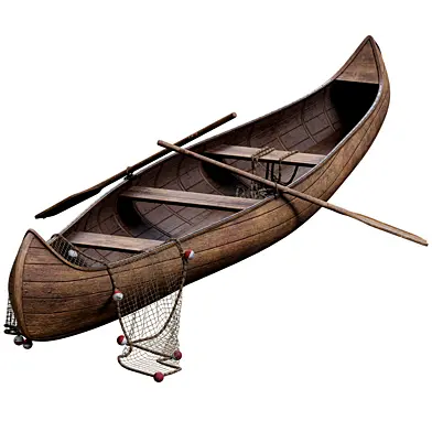 Narrow Wooden Boat Medieval Style