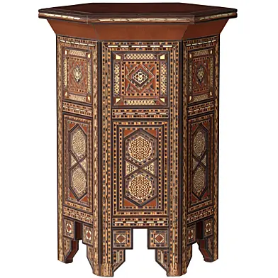 Luxurious Oriental side coffee table with inlay and mosaic