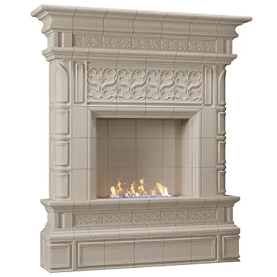 Tile fireplace in the Neo-Gothic collection with ZeFire 500 bio-block