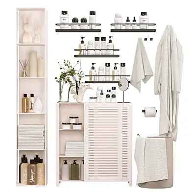 Decorative set for the bathroom with a bouquet of amaranth and cosmetics