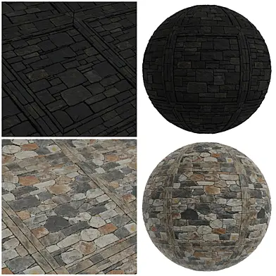 FB1235 stonearc Rustic Stacked Stone Wall Collect covering | PBR | 2mat | 4K