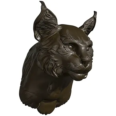 Wall-mounted lynx head sculpture figurine bobcat