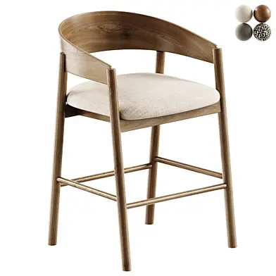 Mattia Curved Back Solid Bar Stool