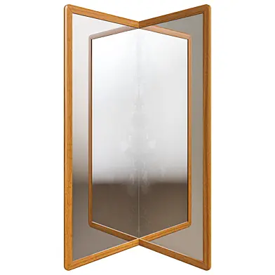 Corner mirror in a wooden frame