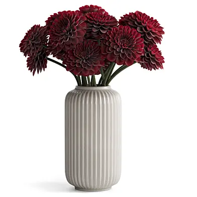 Bouquet of dark flowers Dahlia in ceramic vase 05
