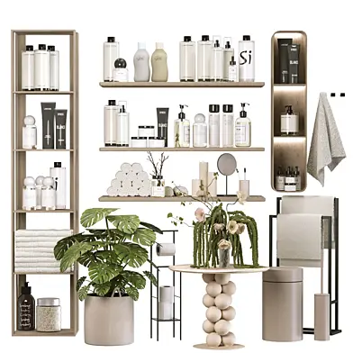 Decorative set for the bathroom with towels and cosmetics