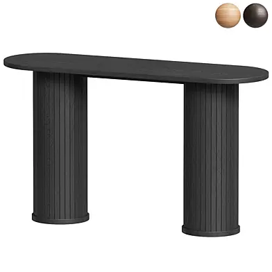 Black Hyde Oak Veneer Tambour Console Table