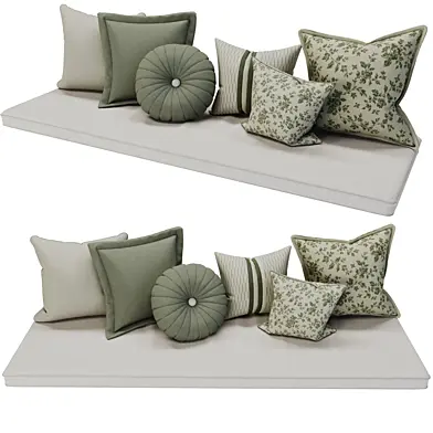 Sage Green & Floral Decorative Pillows Set 021