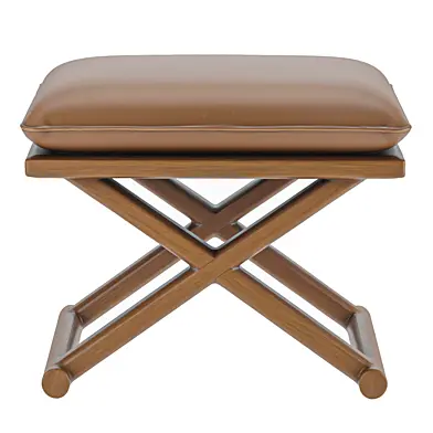 Custom Leather Ottoman Stool Solid Wood Bench