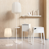 Five wireless zaryadok IKEA + IKEA shelf with decor