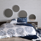 Bed white and blue