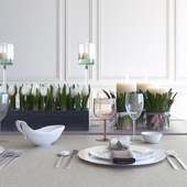 Serving with tulips and candles