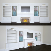 Bookshelf with fireplace