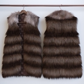 fur vest on a hanger and on a dummy