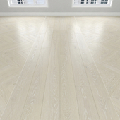 Parquet Oak white, 3 types: herringbone, linear, chevron.