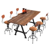 Kosen Dining Table and Buck Chair Adjustable Stool