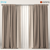 Brown curtains with white tulle.