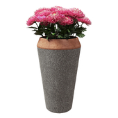 Chrysanthemums in a vase Kare Black Dots