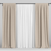 Beige curtains with tulle.