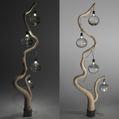 Wood floor lamp