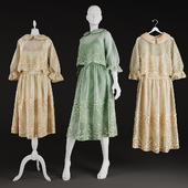 dresses on a hanger and on mannequins