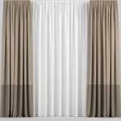 Two-tone curtains with tulle