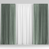 Curtains in two colors with tulle