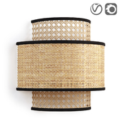 Raffia and woven rattan lampshade, Dolkie