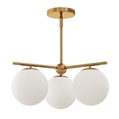 Sphere Stem 3-Light Chandelier - Brass