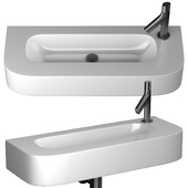 Arezzo Curved Wall Hung sink & Jacob Delafon Oblo mixer